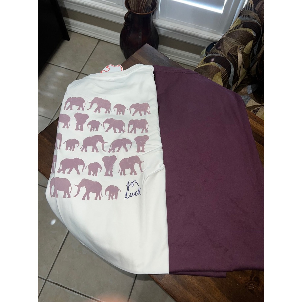 Ivory Ella Soft White Multi Elephants For Luck Graphic long sleeve T-Shirt Large